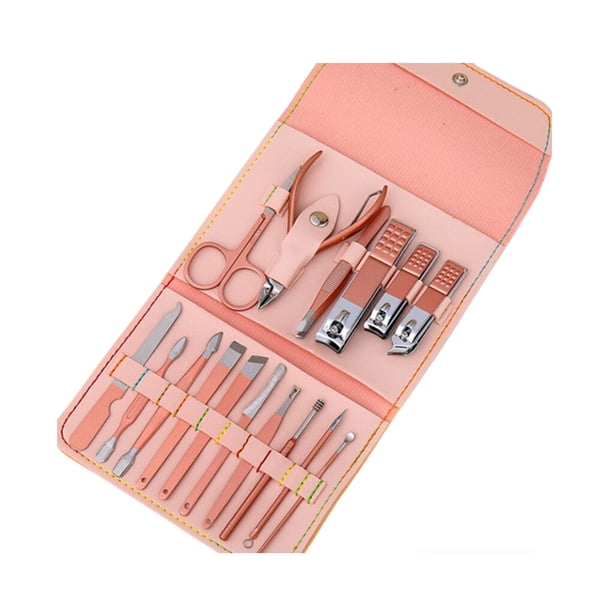 Minnieouse Juego de cortaúñas, accesorio para recortar cutículas, herramientas para forma a las uñas, Kit de tijeras de manicura con bolsa Juegos de manicura Oro rosa