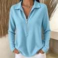 thumbnail image 7 of cocolona Womens Half Zip Pullover Tops Casual Long Sleeve Lapel Shirts Oversized Solid Color Fall Soft Outfits, 7 of 7