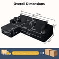 thumbnail image 6 of Pingliang Home 102" L-Shaped Sectional Sofa with Chaise and 2 Throw Pillows,Boneless Couch Comfy Corduroy Fluffy 3 Seater Couch with 2 Cup Holders for Living Room,Apartment,Office,No Assembly,Black, 6 of 9