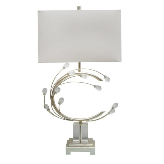 Bethel International Table Lamp Silver Metal & Crystal