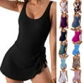 thumbnail image 4 of Women Side Knot Swim Dress Print Swimdress Skirted Swimwear Swimsuit with Skirt Tummy Control Skirt Bathing Suit, 4 of 19