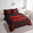 thumbnail image 3 of jejeloiu Rustic Flowers 7 Pieces Bedding Comforter Set,Gothic Skeleton Full Bedding Set,Red Black Fitted Sheet Flat Sheet For Boys Kids,Ultra Soft Home Decor Reversible, 3 of 8