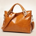 thumbnail image 2 of Bolso de mano vintage de lujo para mujer, de piel auténtica encerada, tipo bandolera (marrón claro)., 2 of 8