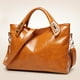 thumbnail image 2 of Bolso de mano vintage de lujo para mujer, de piel auténtica encerada, tipo bandolera (marrón claro)., 2 of 8