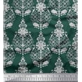 thumbnail image 1 of Soimoi Modal Satin Fabric Leaves & Floral Block Print Fabric by The Yard 42 Inch Wide, 1 of 3