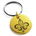 thumbnail image 1 of Stainless Steel Valorous Fleur De Lis Engraved Small Medallion Circle Charm Keychain Keyring, 1 of 1