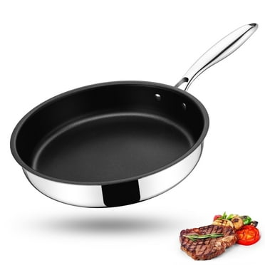 Vesteel Frying Pan, 10 inch Stainless Steel Aluminum Skillet for Cooking Frying Steaks Eggs, Nonstick Cookware for Kitchen Compatible with All Cooktops