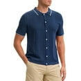 thumbnail image 4 of CAMISA DE PÓLO DE MALLA PARA HOMBRE INSPIRADA EN CHIC, CON BOTONES, DE MANGA CORTA, LIGERA Y CASUAL, TAMAÑO 2XL, AZUL MARINO, 4 of 6
