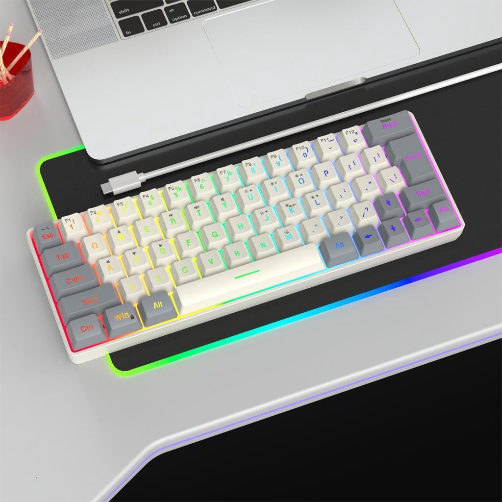 Gaming Mechanical Keyboard Blue Backlits 63 Corded Keyboard LED Gaming Keyboard for Computer Laptop