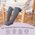 thumbnail image 4 of CozyWay Cable Knit Cotton Leggings/Tights for Baby Girls, 3 Pack, White/Gray/Black, 0-6 Months Old, 4 of 6