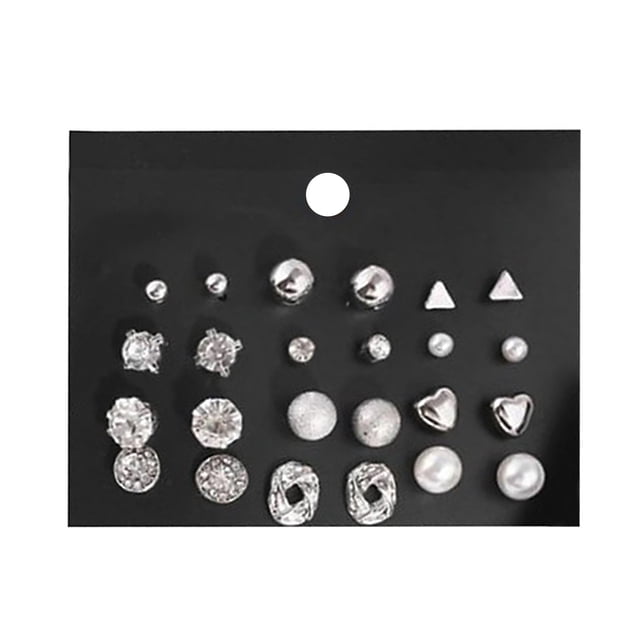 Fiudx Pendientes de Flor con Diamantes Incrustados, Conjunto de Joyas de Estilo Centelleante, Perla y Diamante Multicolor, Ideal para El Día a Día, Regalo para Novia (12 Pares)