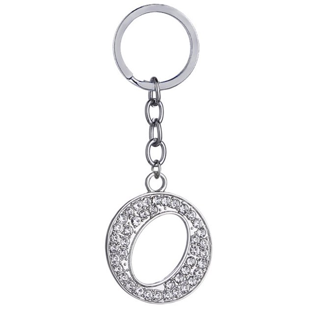 Key Chain Rhinestone A to Z Design Pendant Keychain Key Ring for Handbag Decor
