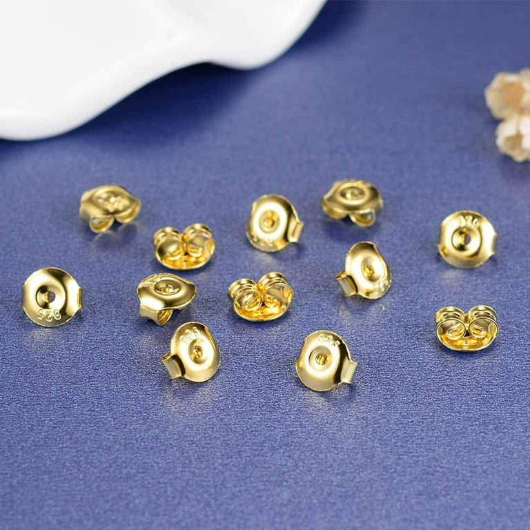 Earring Backs for Studs,18K Gold Ear Backs for Earrings 925 Silver Plated  Earring Backs Replacements for Studs/Droopy Ears（6 Pairs）