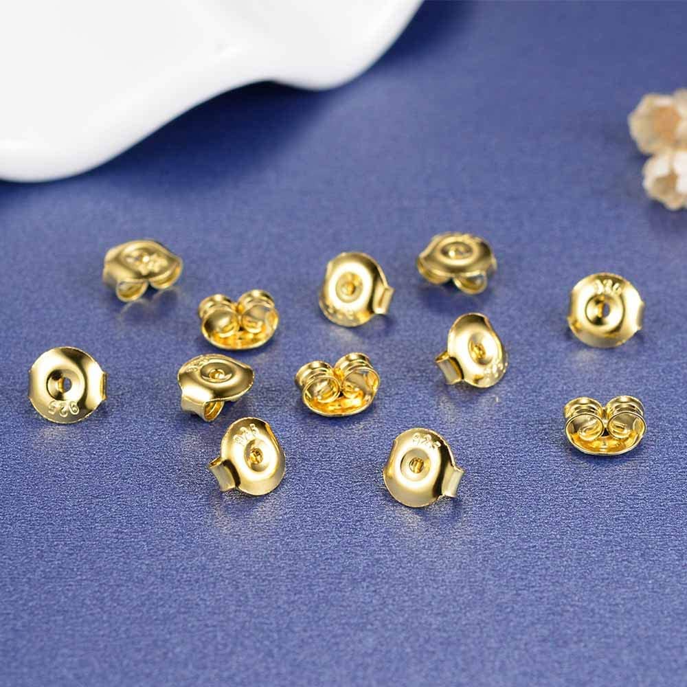 18K Yellow Gold Plated Earring Backs Replacements, 925 Sterling Silver Earring Backs Hypoallergenic Secure Earring Backs for Studs, 12PCS/6 Pair - image 2 of 6