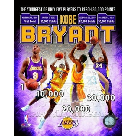 Kobe Bryant Youngest Player in NBA History to reach 30000 Points Sports Photo (8 x