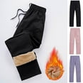 thumbnail image 4 of Kids Girls Boys Snow Pants Waterproof Fleece Velvet Lined Casual Trousers Elastic Waist Solid Color Windproof Outdoor Pants Black S, 4 of 4