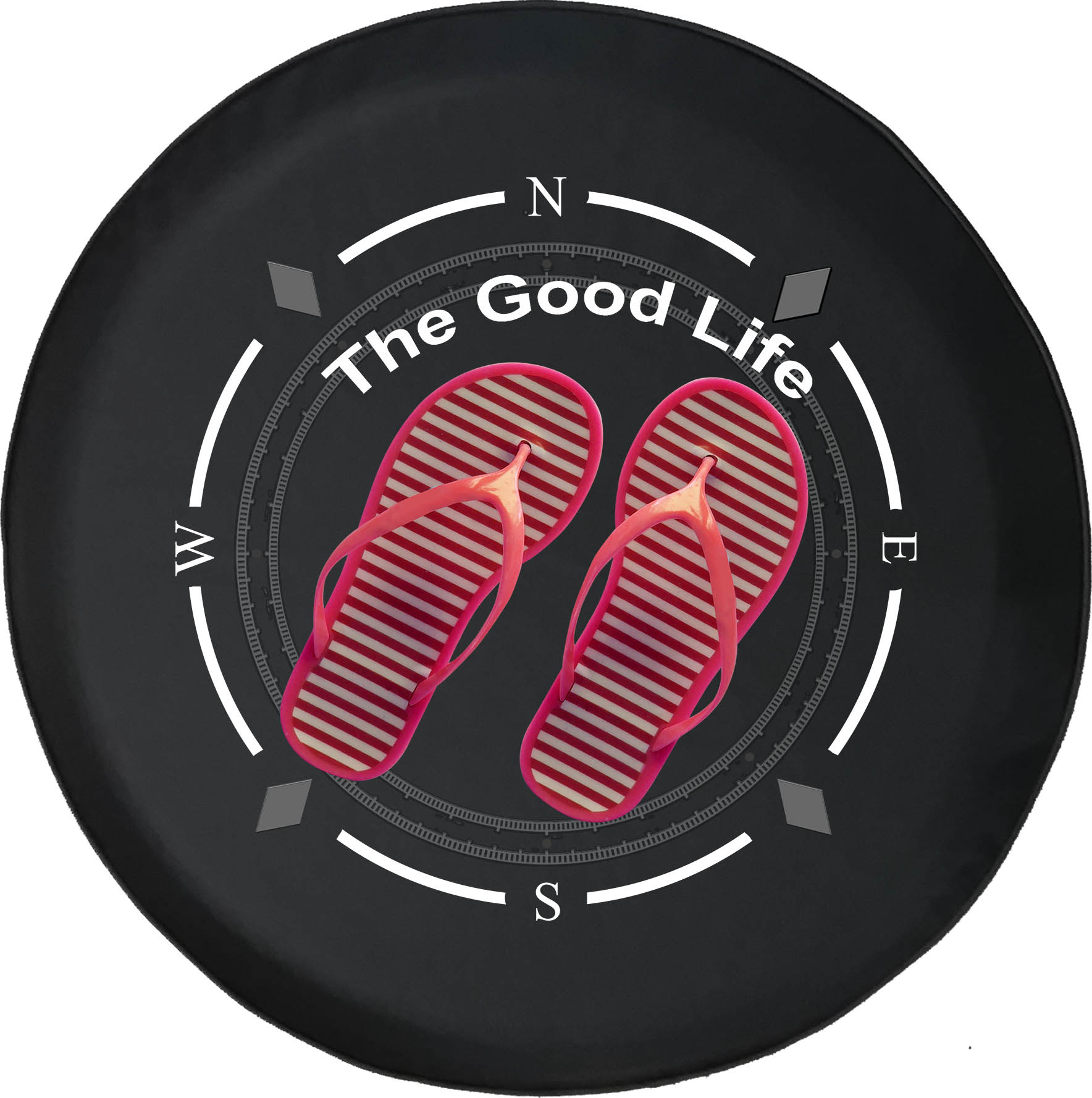 Spare Tire Cover Compass The Good Life Red flip flops beachWheel Covers Fit for SUV accessories