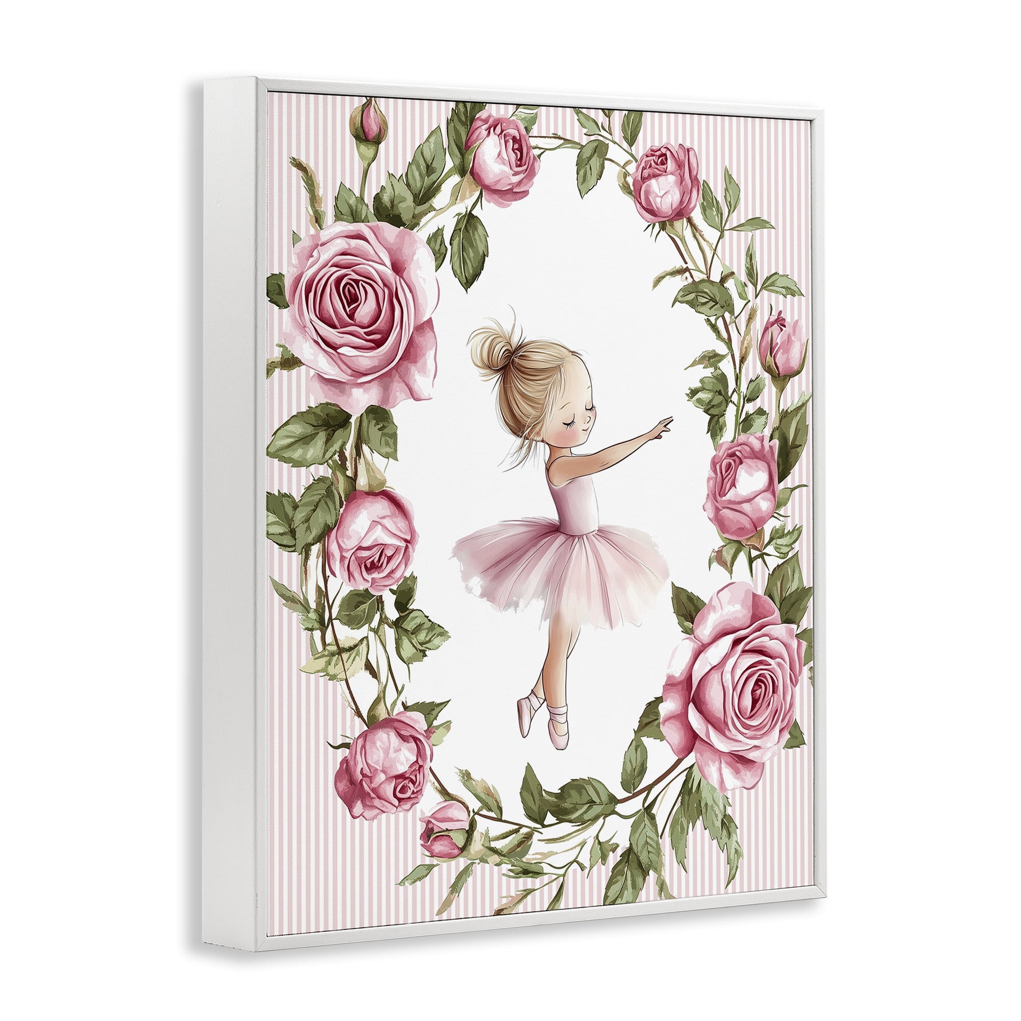 Stupell Industries Little Rose Dance Ballerina White Framed Giclee Art, design by Christine Simpson Art