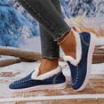 thumbnail image 3 of Snow Boots Slip on Penny Loafers for Women Casual Fleece Lined Warm Winter Warm Walking Flats Ankle Booties Blue Size 6, 3 of 6
