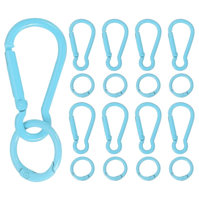 Uxcell 10 Pcs Clip de Resorte, Gancho de Llave de Resorte con Anillo O, Clips de Llave de Color Caramelo Multipropósito para Manualidades de Lanyard, Camping y Mochilas, Azul