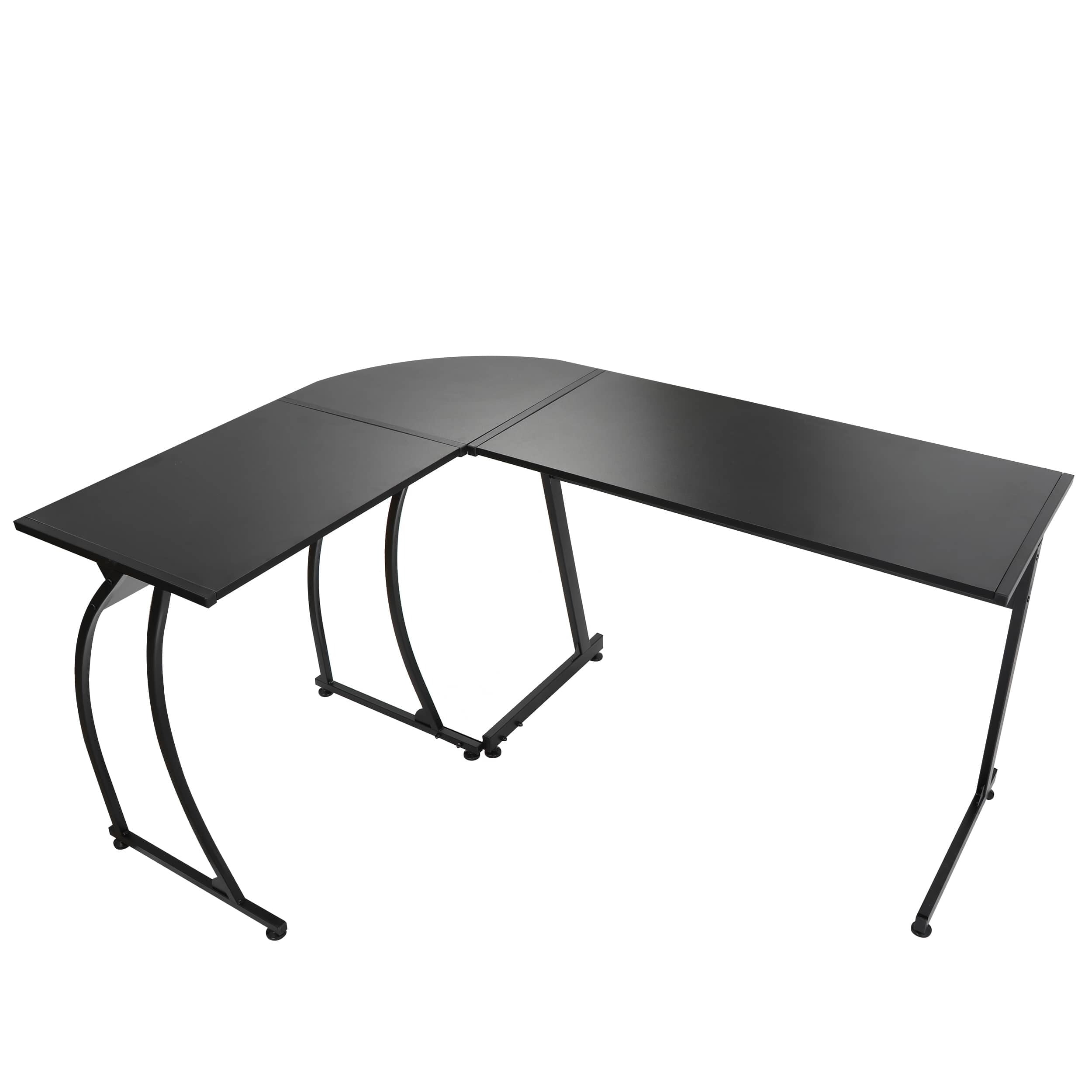 ZENY Modern L-Shaped Laptop Corner Desk Computer Desk Table Writing Workstation, Black, Anti-Rust