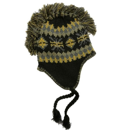 - Free Authority Mens Brown & Yellow Snowflake Mohawk Style Peruvian Trapper Hat