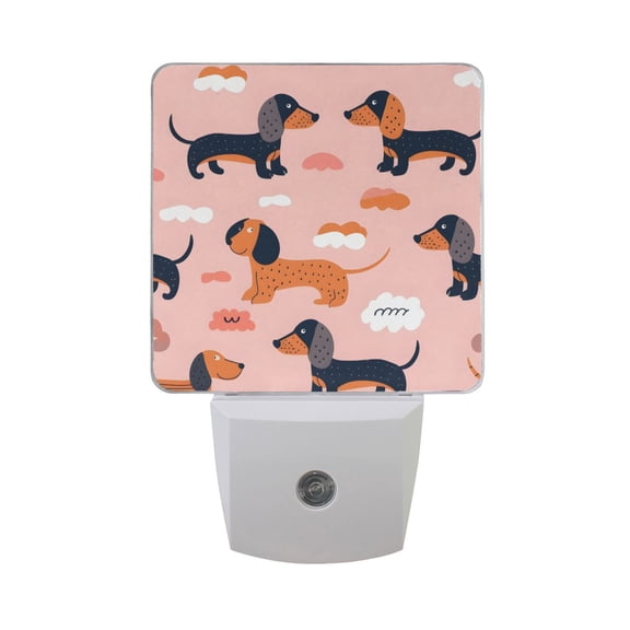Cute Dachshund Dogs and Cloud Night Light 2 Pack LED Nightlight Plug into Wall Dusk to Dawn Sensor Soft White