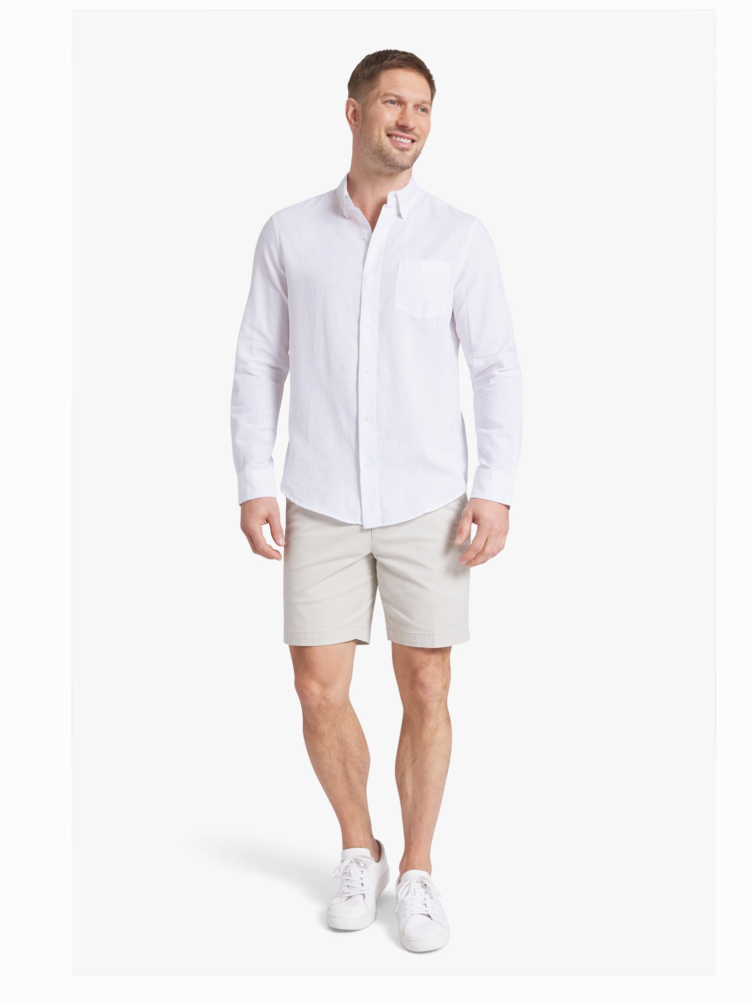 Chaps Men's & Big Men's Long Sleeve Linen Shirt, Sizes S-3XL