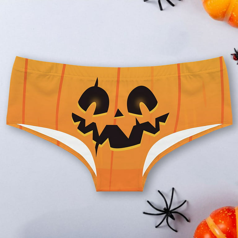 US$13.00-Gstring Thongs Pumpkin Witch Ghost Bat Print Low Waist Lingerie  Seamless Underwear For Female Halloween Lady Panties L5-Description