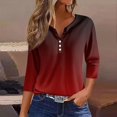 thumbnail image 2 of Womens 3/4 Sleeve Tops 2025 Spring Print Round Neck Shirts Loose Fit Three Quarter Sleeve Tshirts Casual Loose Fit Henley Neck Tunic Tops, 2 of 4