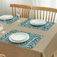 thumbnail image 3 of Teal Paisley Pattern Summer Placemats Table Placemats Set Of 4-Linen Kitchen Washable Placemats Table Mats 11.8"x17.7" Non-Slip Heat Resistant, 3 of 6