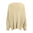 thumbnail image 3 of Pullover Sweaters for Women 2025 Long Sleeve Crewneck Oversized Side Slit Plain Knitted Sweater Tops Fall Winter Outfits, 3 of 6
