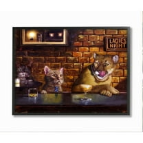 Stupell Industries Cougar at the Bar Ladies Night Animal Humor Framed Wall Art Design by Lucia Heffernan, 16" x 20", Black Framed