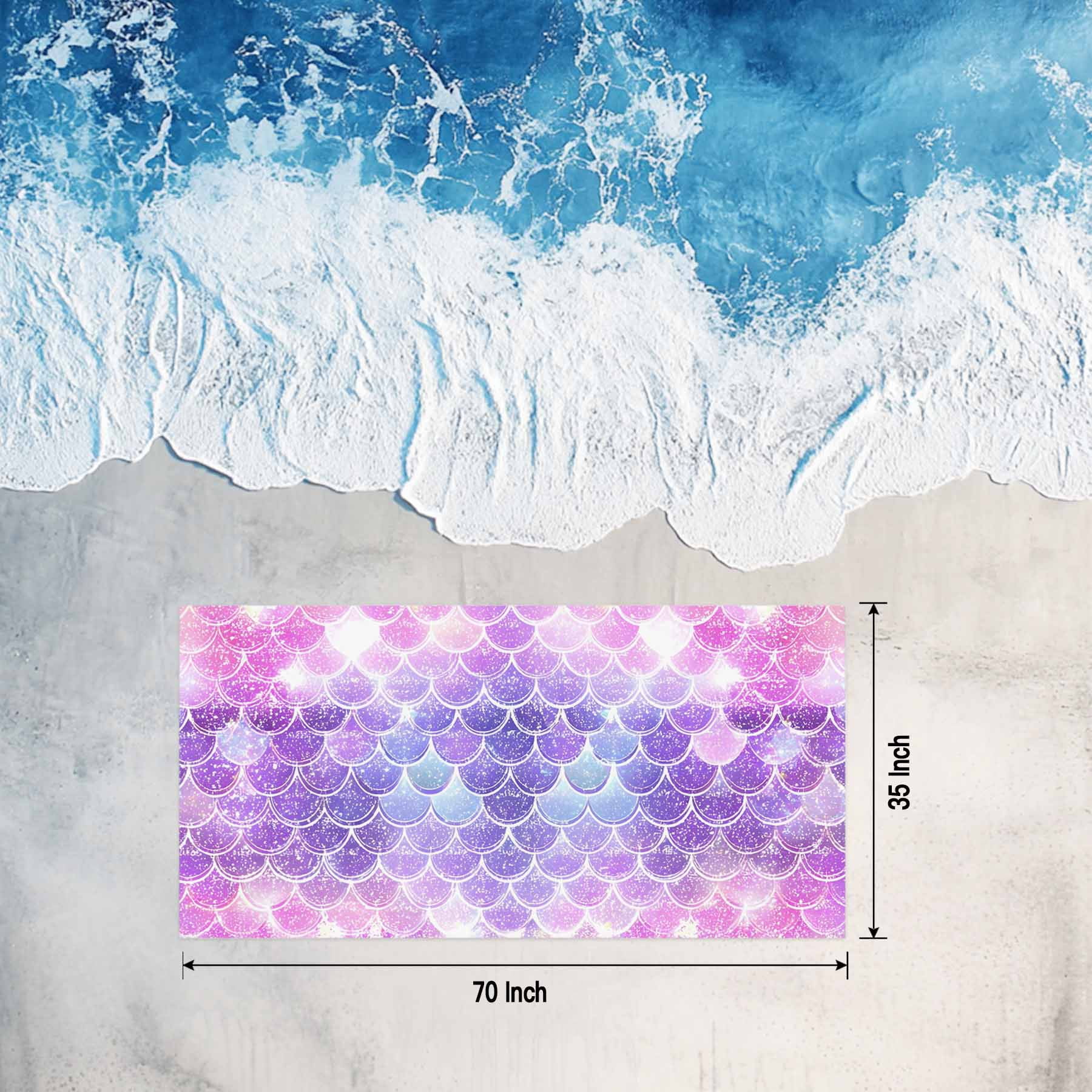 Purple Pink Mermaid Scales Beach Towels Blanket Soft&Absorbent Quick Dry Microfiber Gradual Fish Scale Pattern Pool Towels for Swimming ,Yoga, Sports, Gym, Camping,Large 35X70in,