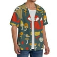 thumbnail image 4 of Xecao offers the Cute Animal Forest for Men's Casual Short-sleeved Shirt, a button-up collared shirt with a pocket, perfect for beach vacations and yacht travel in the 3X-Large size., 4 of 7