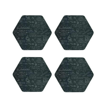 

Fuzoiu Chemical Print Leather Coasters Set Drink Coasters Set of 4 for Tabletop Protection Durable PVC Coasters Home Décor and Housewarming Gift-Hexagon