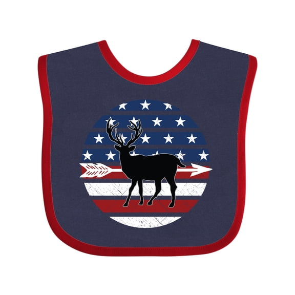Inktastic Deer Bow Hunting USA Flag Boys or Girls Baby Bib