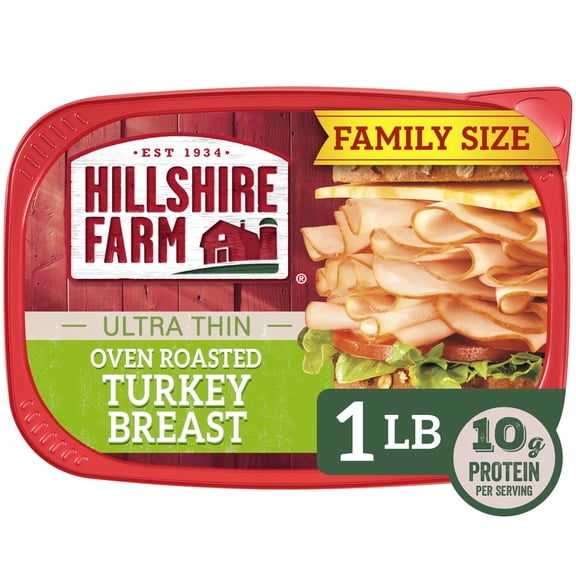 Hillshire Farm Ultra Thin Oven Roasted Turkey Breast Lunchmeat, 16 oz Plastic Tub, Refrigerated