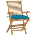 thumbnail image 2 of Carevas Patio Chairs with Blue Cushions 2 pcs Solid Teak Wood, 2 of 7