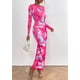 thumbnail image 3 of Vestido PRETTYGARDEN Ajustado con Mangas Largas y Estampado Floral en Rojo Rosa, Talla M, 3 of 8