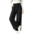 thumbnail image 5 of Women High Waist Paper Bag Waist Corduroy Wide Leg Trousers Elegant Ruffle Trim Straight-Leg Pants Vertical Rib Casual Pants Fall Outfits, 5 of 9