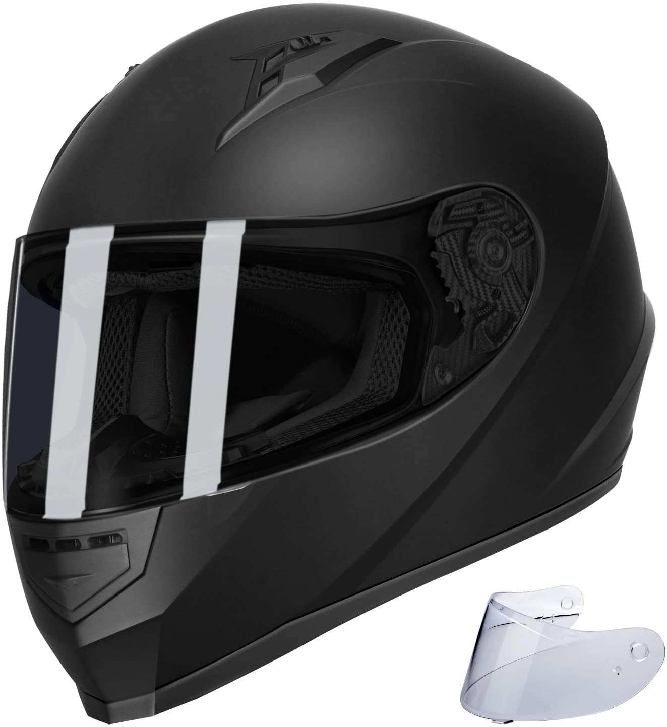 Glx Unisex Adult Gx11 Compact Lightweight Full Face Motorcycle Street Bike Helmet With Extra Tinted Visor Dot Approved Matte Black Large Walmart Com