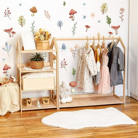 Watercolor Mushroom Wall Decals - Woodland Nursery Wall Stickers for Baby Boys or Girls Room Decor,Forest Wall Stickers Removable,Nursery Playroom Decor.