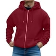 thumbnail image 5 of Mens Long Sleeve Zip-up Hoodie With Kanga Pocket Wine 3XL, 5 of 6