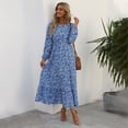 thumbnail image 3 of OVINYER Dress Women Casual Long Sleeve Floral Printed Ruffle Flowy Temperament Long Dress Flowy Boho Dresses, 3 of 7