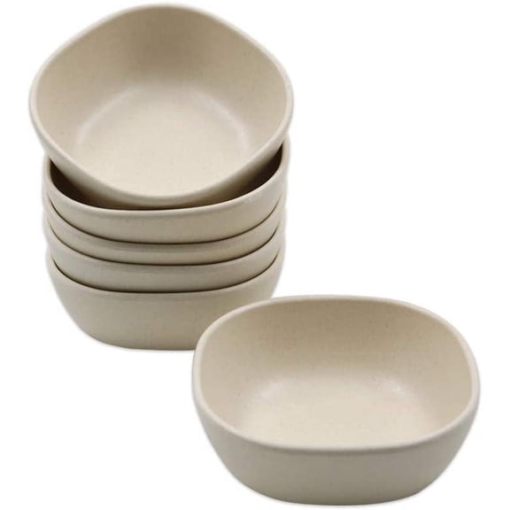 Set Of 6 Small Stacked Dessert Bowls - 130Ml - Unbreakable Saucers For Sides, Dressings, Snacks, Appetizer (Beige)