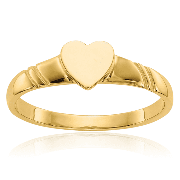 14K Solid Yellow Gold Heart Ring Love Band