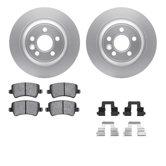 Dynamic Friction Company Rear Geospec Brake Rotors with 5000 Euro Ceramic Brake Pads includes Hardware 4612-11021