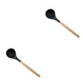thumbnail image 1 of relayinert Kitchenware Wooden Handle Silicone Shovel Spoon Colander Brush Spatula Tool Spoon 2Set, 1 of 6