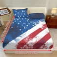 thumbnail image 3 of Jiueut American Flag Print 3 Pieces Twin Size Bed Sheet Set, Comfy Bedroom Sheet Decoration Cozy Easy Clean Fitted Sheet 2 Pillowcase for Women Men, 3 of 7